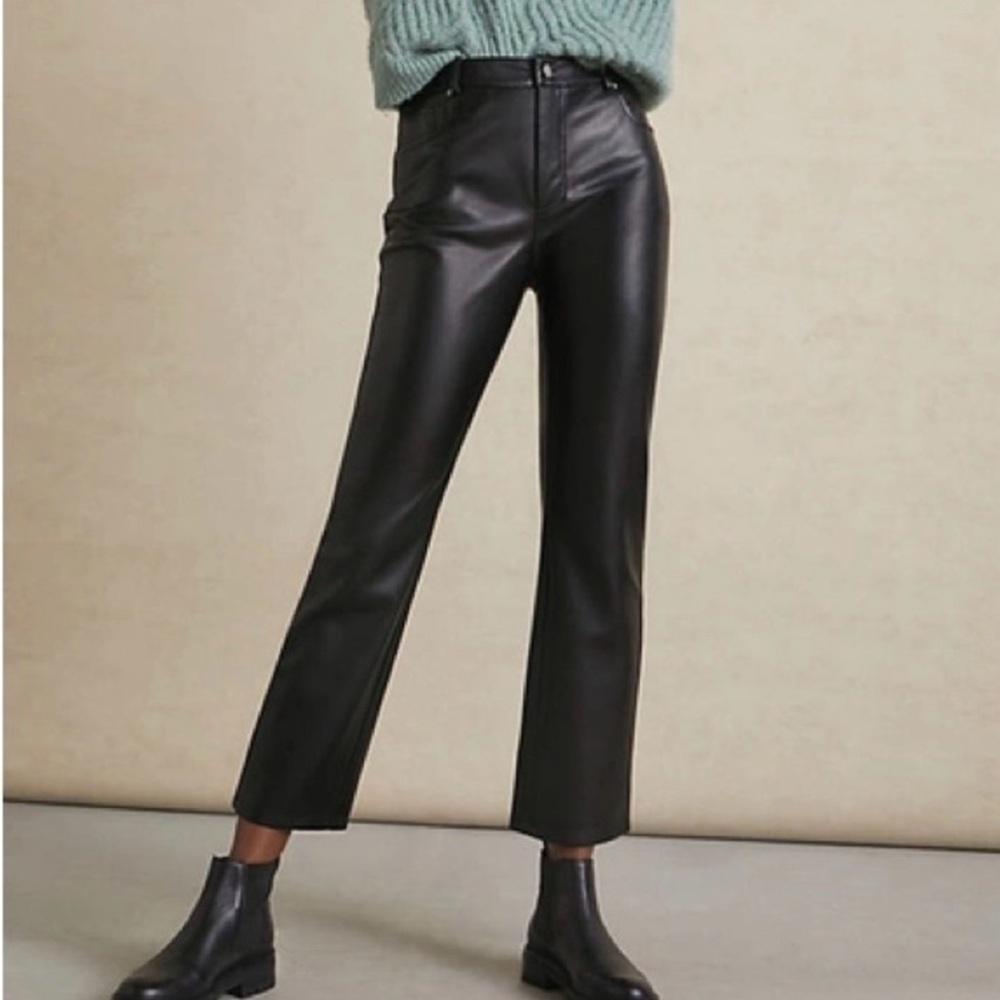 NWT Faux Leather Trouser Pants Avec Leather Filles M